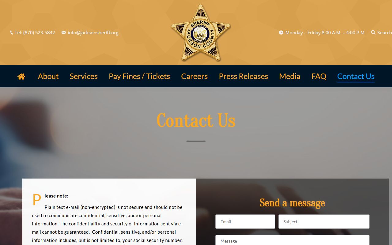 Jackson County jail mugshots sheriff contact page