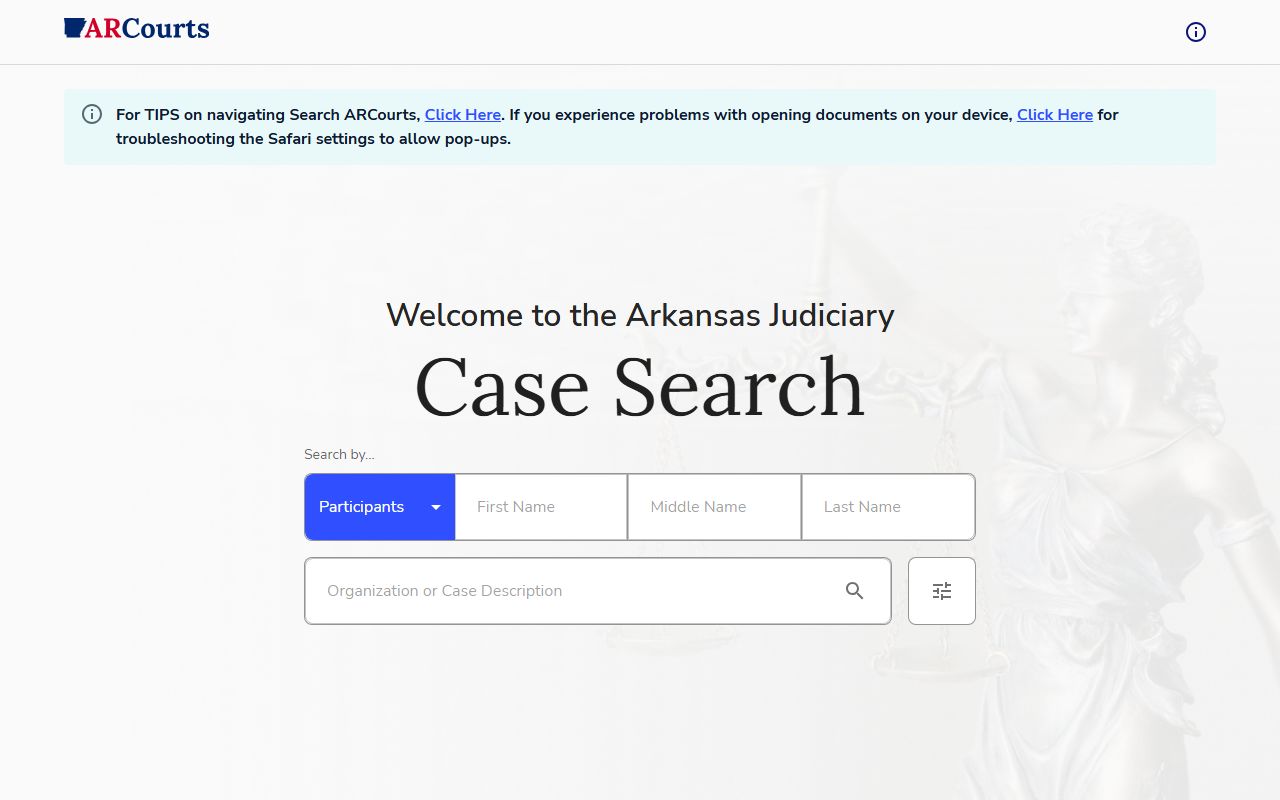 Jackson County court records after arrest Search ARCourts screen