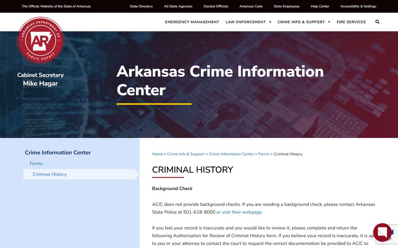 Jackson County jail mugshots ACIC sealing forms page